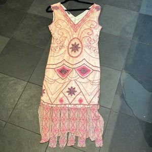 Handmade Beaded Pink Flapper Dress